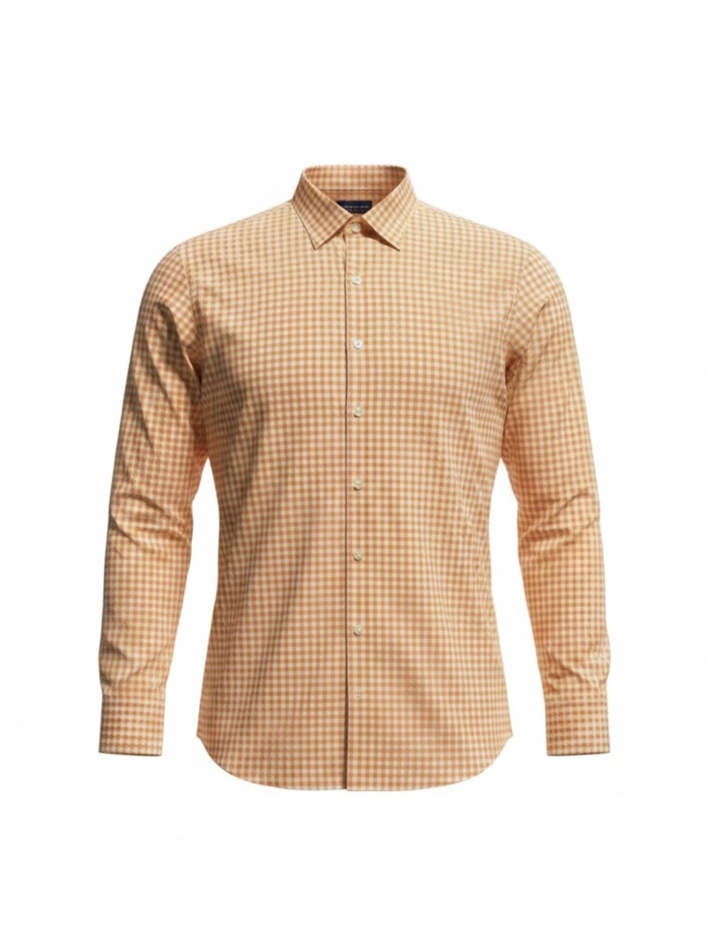 Men's Orange Gingham Long-Sleeve Button-Down Shirt Proper Cloth Brand XL